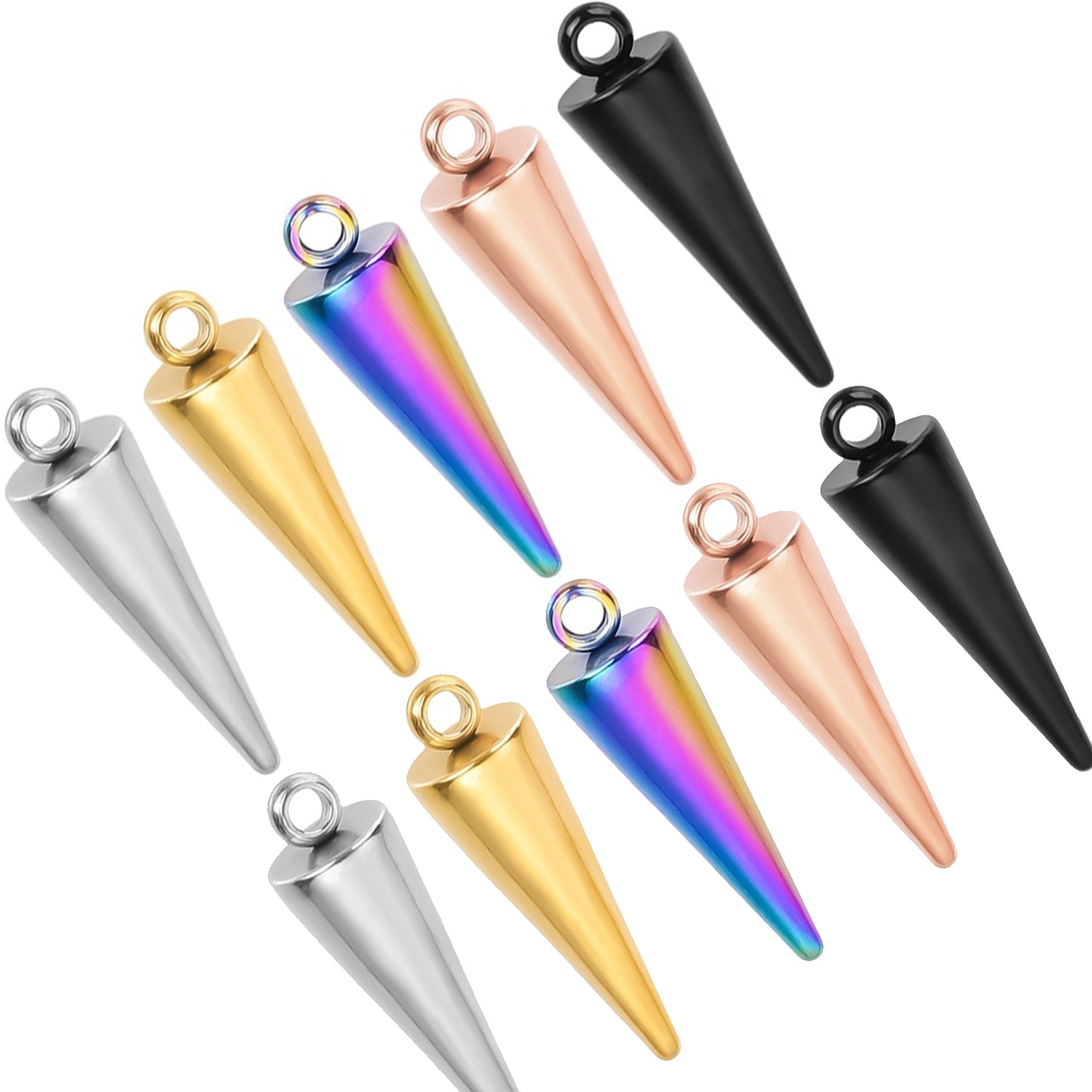 10pcs Stainless Steel 18mm Cone Spike Charms