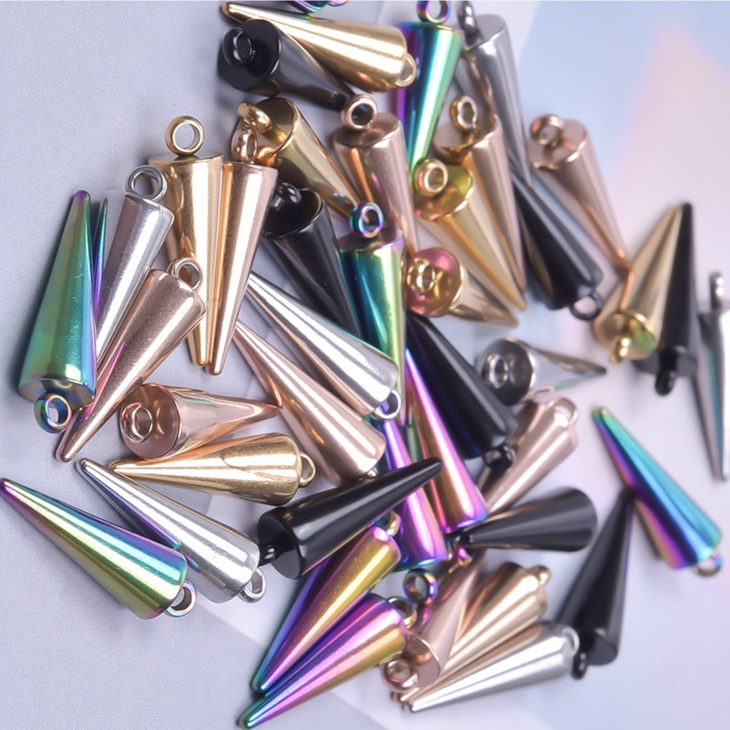 10pcs Stainless Steel 18mm Cone Spike Charms