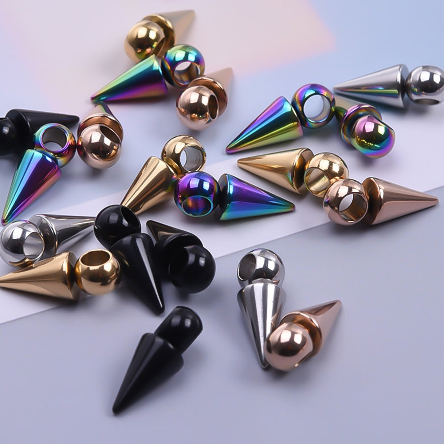 10pcs Stainless Steel 16mm Cone Spike Charms