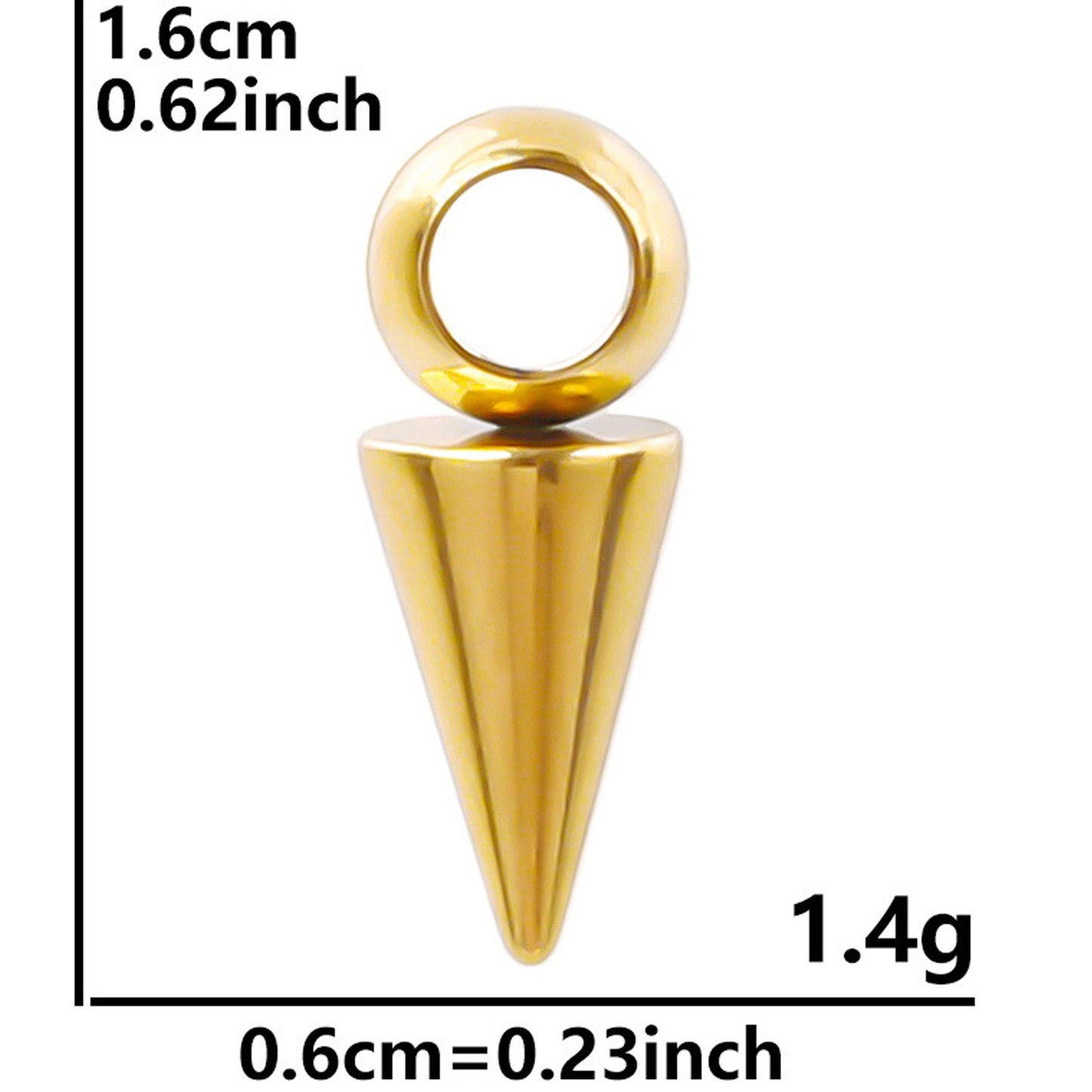 10pcs Stainless Steel 16mm Cone Spike Charms