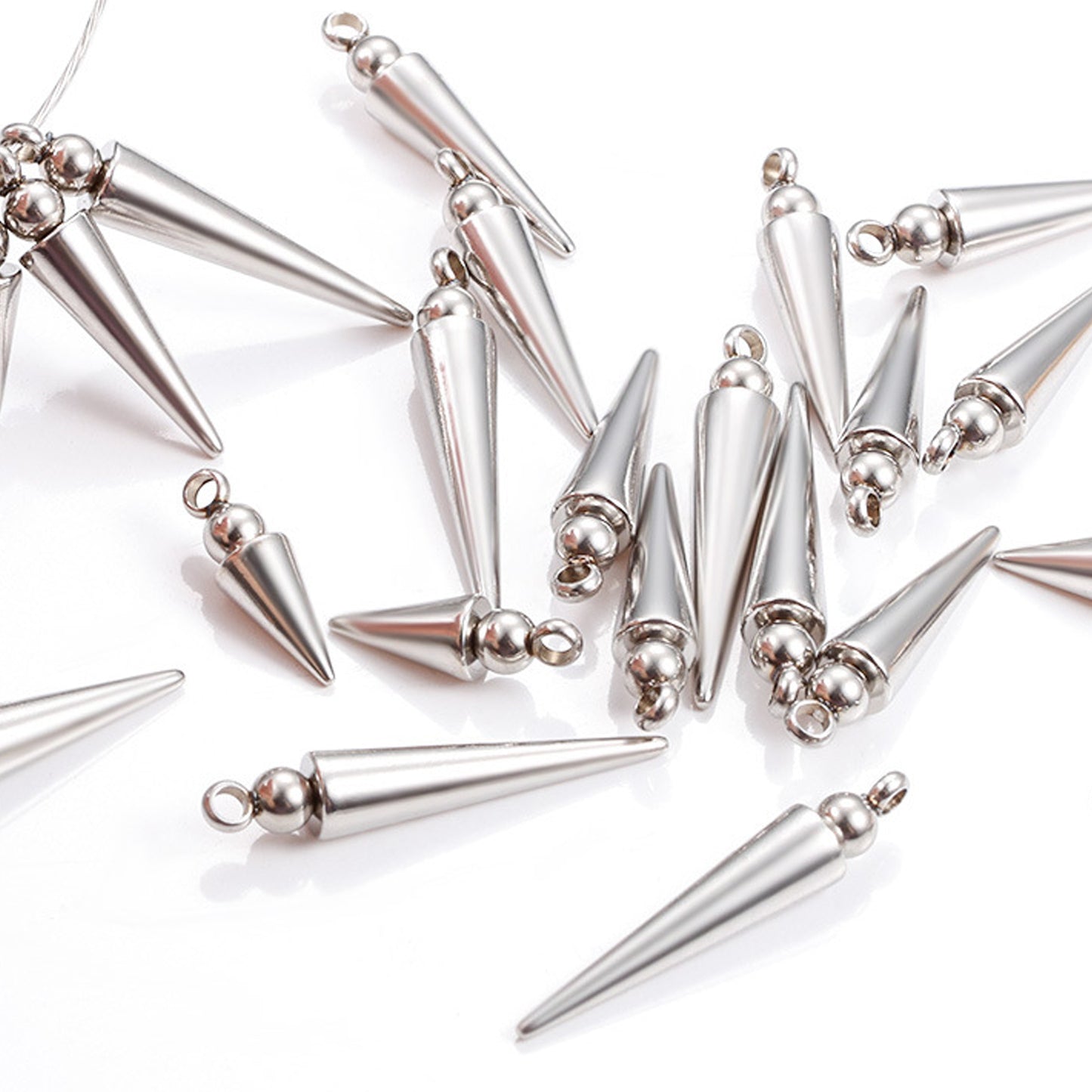 10pcs Stainless Steel  Cone Spike  Charms