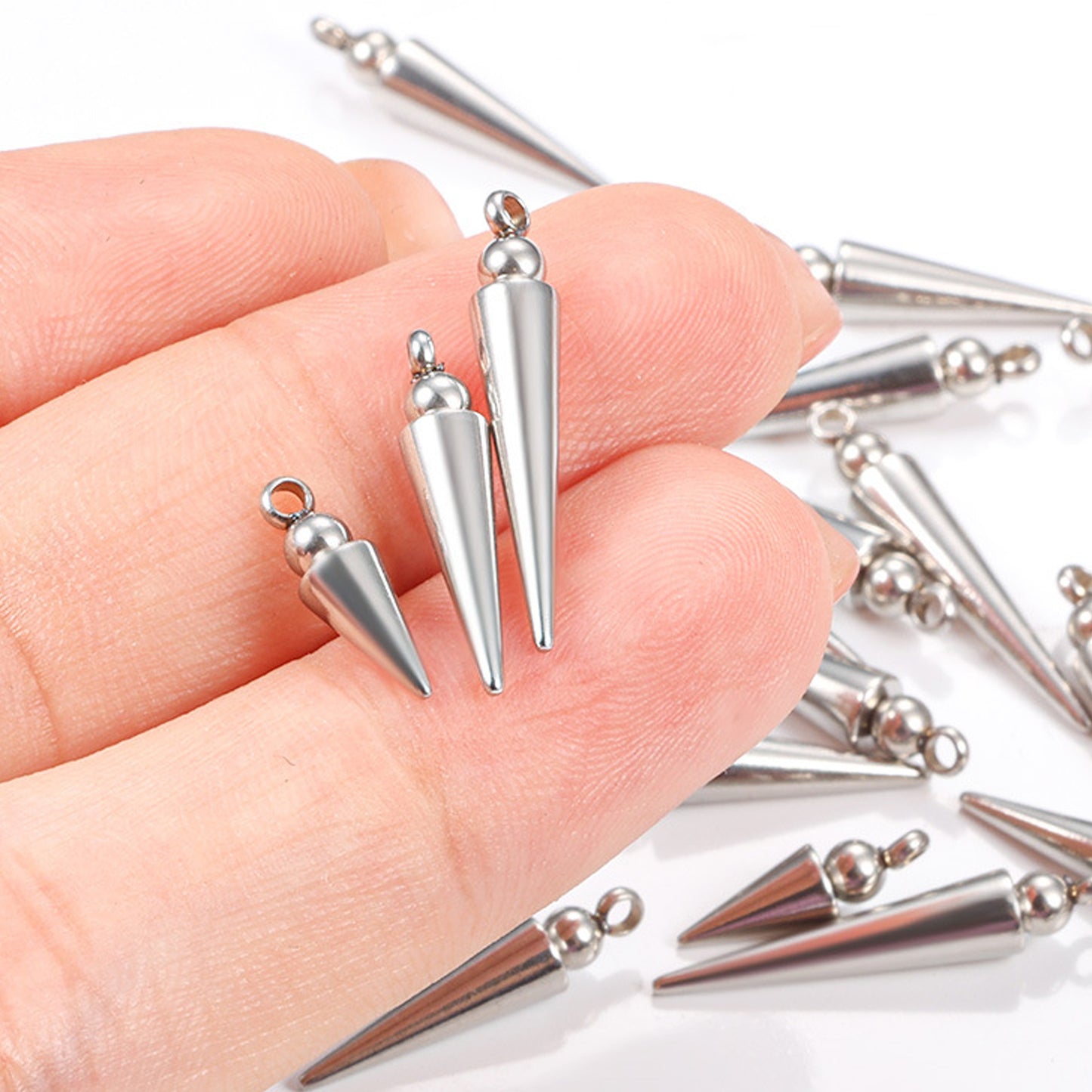 10pcs Stainless Steel  Cone Spike  Charms