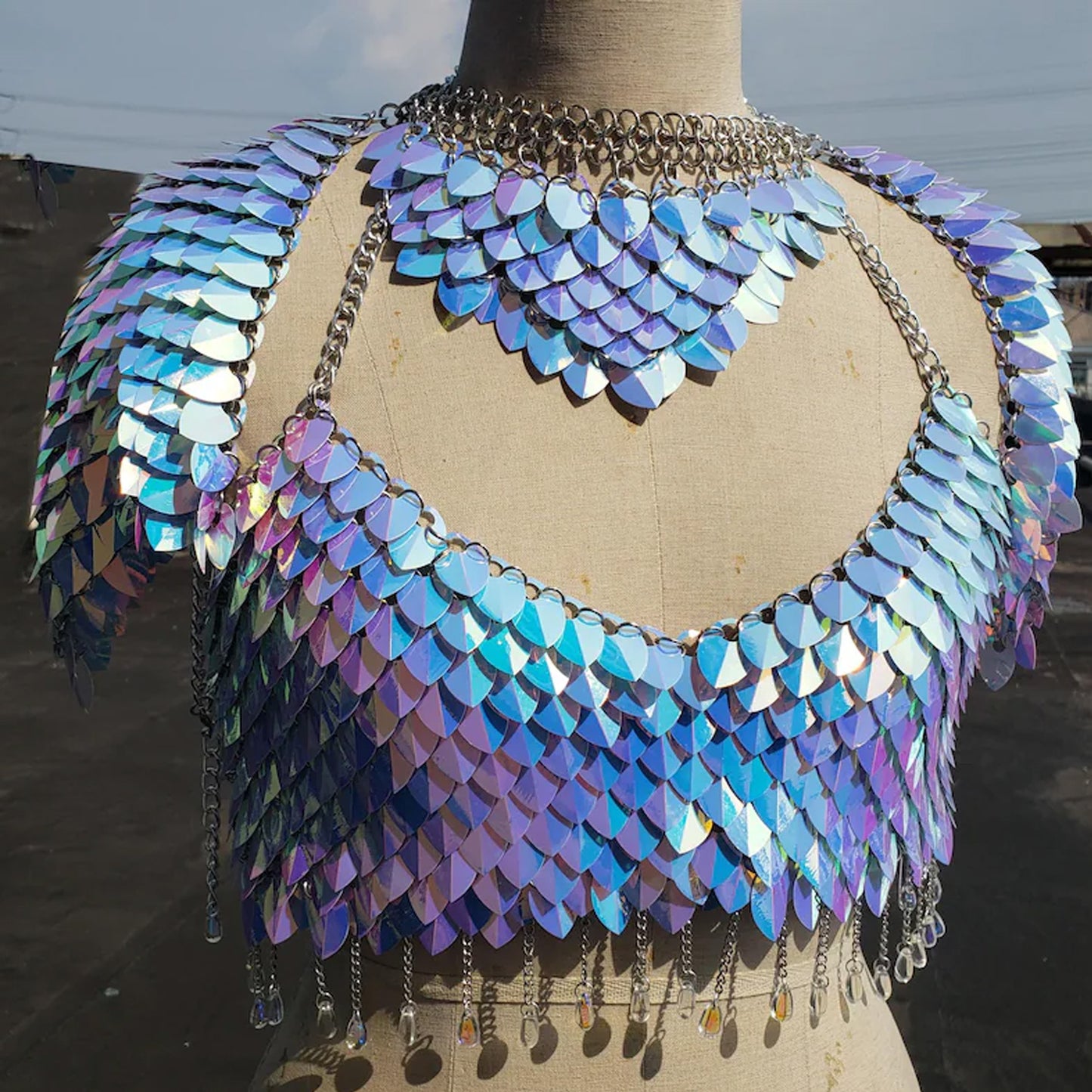 Iridescent Scalemail Shoulder Pauldrons Scalemaille Top