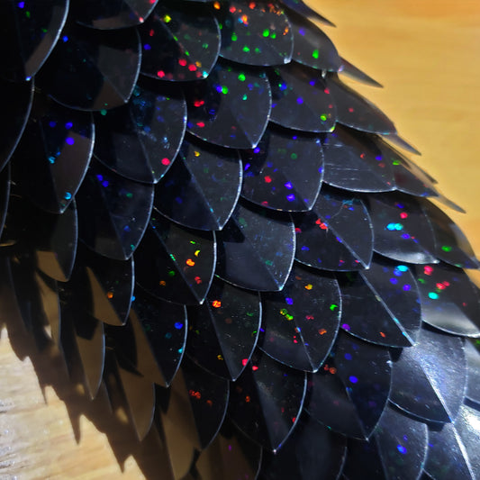 Large Thin Plastic Black Glitter Scalemail Scale SS06